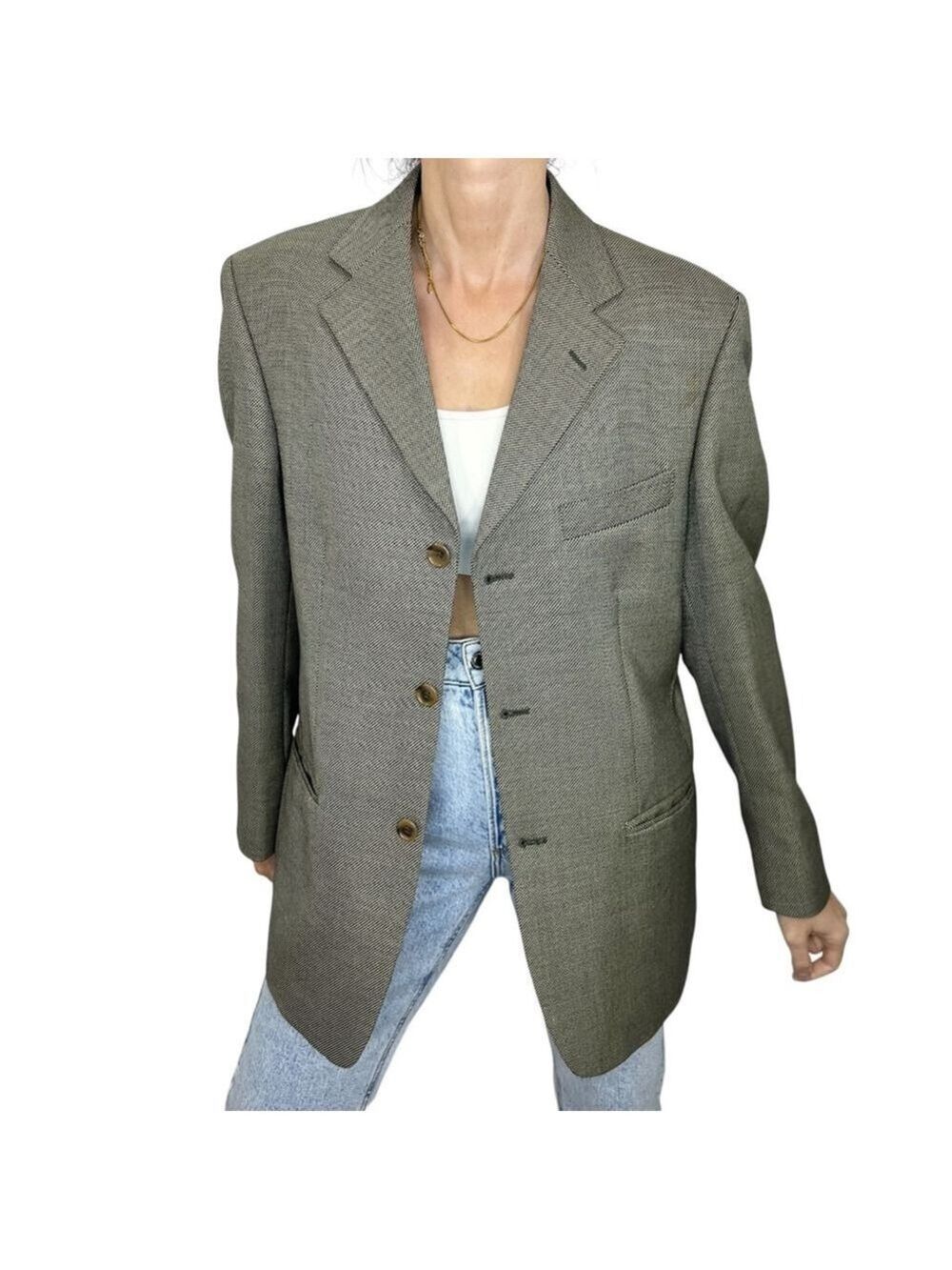 Vintage Oscar de la Renta wool silk preppy academia blazer jacket 38R